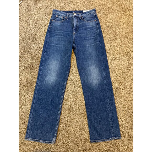 Rag & Bone Ruth Super High-Rise Straight-Leg Jeans in Derby Medium Blue Wash 27” - Picture 2 of 10